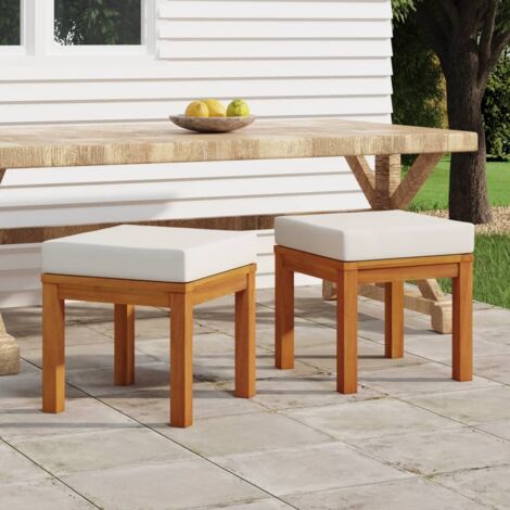2 pcs Tabourets de jardin Chaises de jardin Tabourets hauts et coussins 40x40x42 cm Acacia solide HAV7810