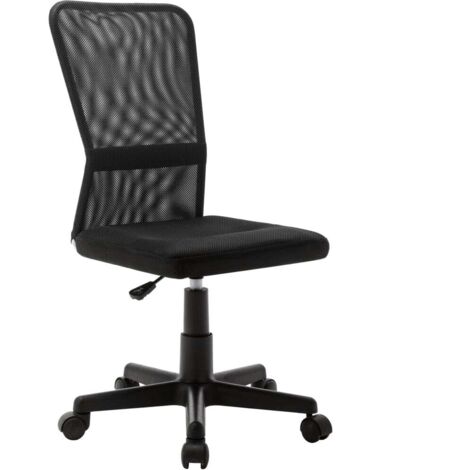 Chaise de Bureau Hauteur Réglable, Ergonomique Siège-Fauteuil avec Accoudoirs Noir 44x52x100 cm Tissu en maille BGT80134 (1/5)