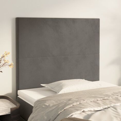 2 pcs Têtes de lit pour lit adulte, Tableau décoratif de chevet Gris foncé 90x5x78/88 cm Velours SDG74479 (1/5)
