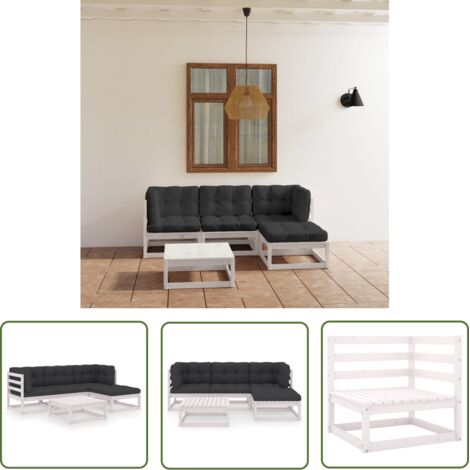 INLIFE Salon de jardin 5 pcs avec coussins Bois de pin massif (1/5)