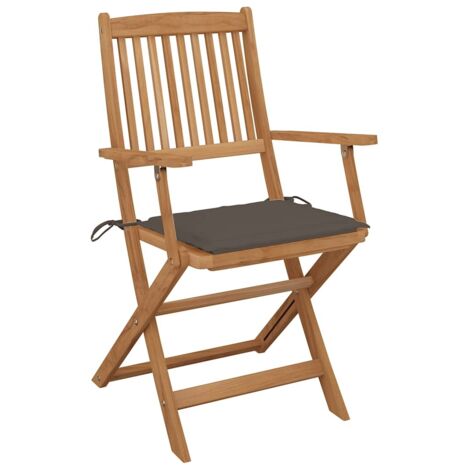 Lot de 8 Chaises de jardin pliables Chaises d'extérieur avec coussins Fauteuil de Jardin Bois d'acacia 13657 (1/5)