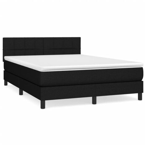Lit à sommier tapissier avec matelas Noir 140x200 Tissu (1/5)