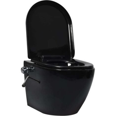 WC suspendu style Contemporain - Economie d'eau - Toilette murale sans bord à fonction de bidet Céramique Noir Chic-242685 (1/5)