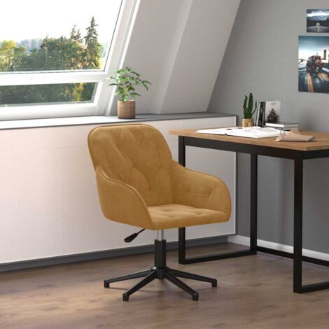 Chaise de bureau pivotante, Fauteuil de Bureau, Ergonomique Siège-Fauteuil avec Accoudoirs Marron Velours BGT30724 (1/5)