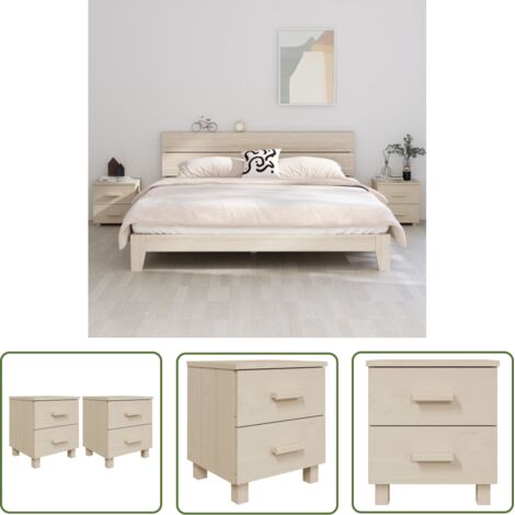 The Living Store Tables de chevet HAMAR 2pcs Marron miel 40x35x44,5cm Bois - Table De Chevet - Meuble De Chambre - Table Nuit - Commode - Rangement (1/5)