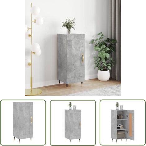 Furniture Limited - Buffet Gris béton 34,5x34x90 cm Bois d'ingéni (1/5)