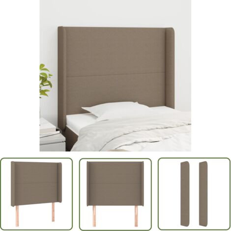 The Living Store Tête de lit avec oreilles Taupe 83x16x118/128 cm Tissu - Tête De Lit - Têtière De Lit - Literie - Meuble De Chambre - Décoration Chambre (1/5)