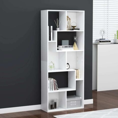 Bibliothèque, Étagère de Rangement, Meuble pour Dossier, Armoire de Rangement Blanc 67x24x161 cm Bois d'ingénierie AXZ58262 (1/5)