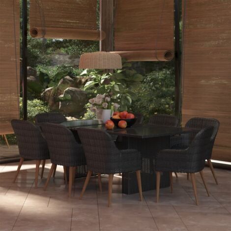 9 pcs Ensemble à dîner de jardin, Mobilier à dîner, Table et Chaises à Manger Résine tressée Noir MKPO34041 (1/5)