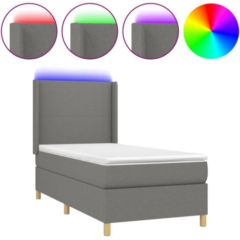Haute qualité -Sommier tapissier avec matelas et LED Gris foncé 80x200cm pour Adultes, Adolescents Tissu - Solide et Confortable8913 (1/5)