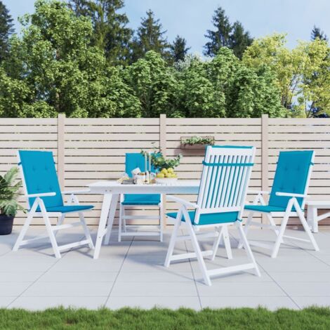 Coussins de chaise,Rembourrés pour chaise de jardin à dossier haut lot de 4 bleu tissu BGT13386 (1/5)
