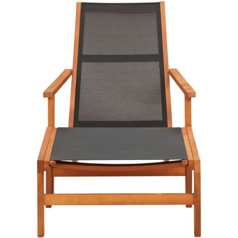 Chaise de jardin et repose-pied Eucalyptus solide et textilène (1/5)