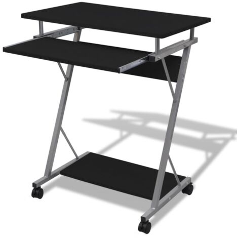 Bureau d'Ordinateur, Bureau Informatique, Table de Travail, Table d’étude compact avec plateau à clavier Noir HYB12631 (1/5)