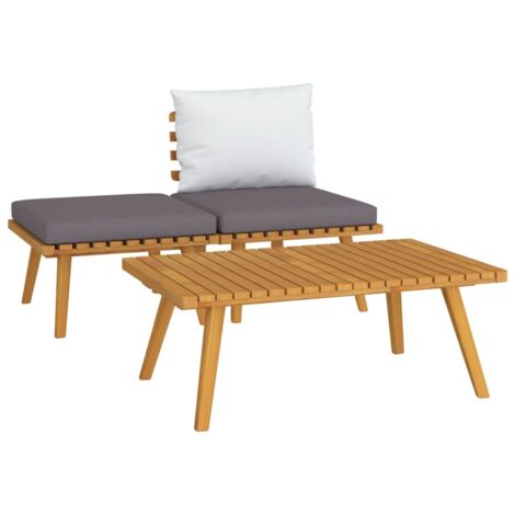 INLIFE Salon de jardin 3 pcs avec coussins Bois d'acacia massif (1/5)