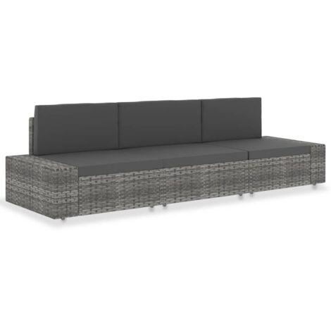 Canapé de jardin 3 places - Canapé design industriel Résine tressée Gris -BV76655 (1/5)