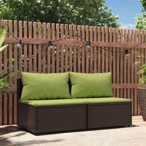 Canapé de jardin design industriel - Canapés centraux de jardin coussins 2pcs marron résine tressée -BV39667 (1/5)