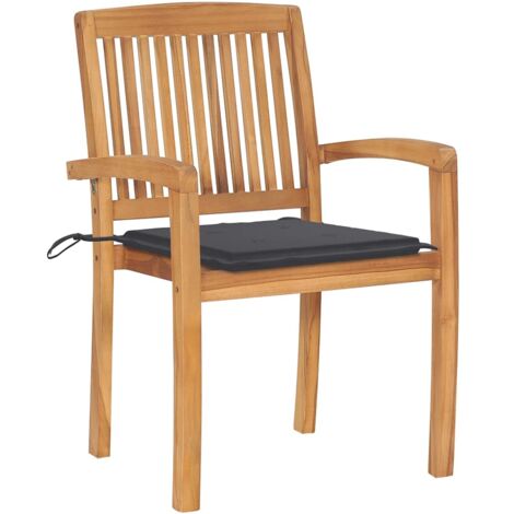 2 pcs Chaises de jardin, Chaises de terrasse, Fauteuils de Relaxationn avec coussins anthracite Bois de teck BGT58346 (1/5)