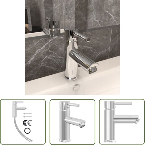 The Living Store Robinet de lavabo de salle de bain Finition chromée 130x176 mm - Robinet De Lavabo - Robinet Salle De Bain - Robinet Chrome - Robinet Mitigeur - Robinet Inox (1/5)