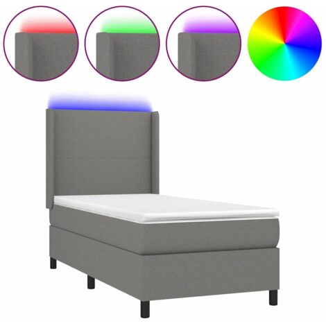 Haute qualité -Sommier tapissier avec matelas et LED Gris foncé 80x200cm pour Adultes, Adolescents Tissu - Solide et Confortable16980 (1/5)