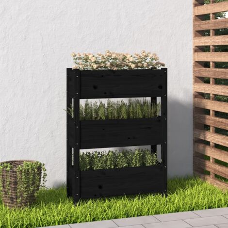 Jardinière, Pot de fleurs Noir 77x25x104,5 cm Bois massif de pin BVM27847 (1/5)