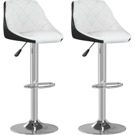 Tabourets de bar lot de 2 blanc et noir similicuir (1/5)