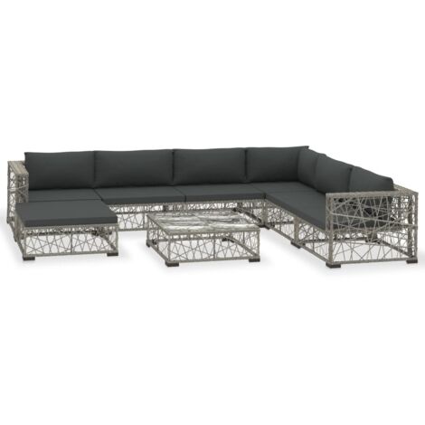 Salon de jardin 8 pcs - Canapé de jardin - Ensembles de Meubles d'exterieur - avec coussins Résine tressée Gris Chic-334997 (1/5)