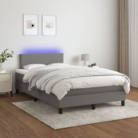 Sommier tapissier et matelas et LED, Lit Adulte, Lit double Gris foncé 120x200 cm Tissu BVM93818 (1/5)
