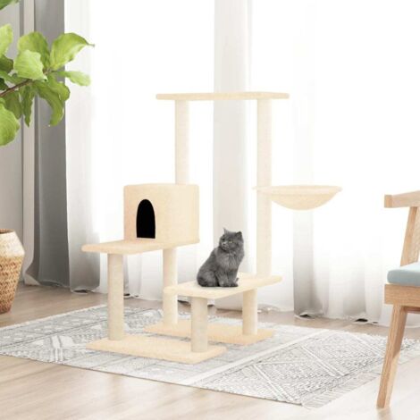 Arbre à chat, Arbre de grattage Jeu Chats, Maison pour Chat avec griffoirs en sisal Crème 94,5 cm LKOWF96267 (1/5)