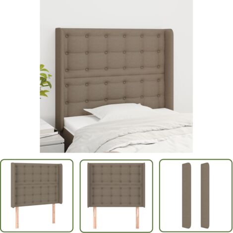 The Living Store Tête de lit avec oreilles Taupe 93x16x118/128 cm Tissu - Tête De Lit - Têtière De Lit - Literie - Meuble De Chambre - Décoration Chambre (1/5)