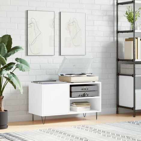 Armoire à disques, Bibliothèque, Meuble de Rangement, Meuble TV blanc 85x38x48 cm bois d'ingénierie HYB68958 (1/5)