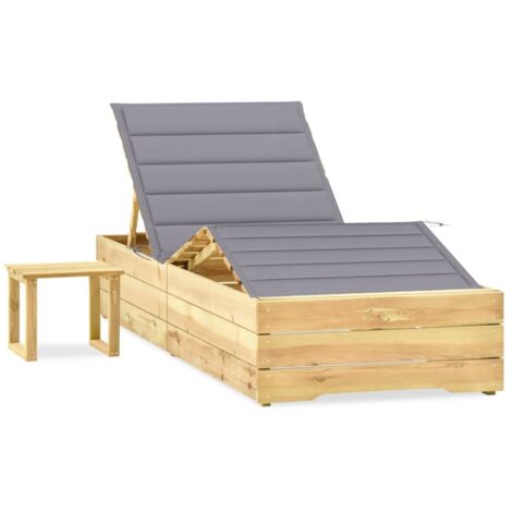 Chaise longue Fauteuil de jardin relax Bain de jardin avec table et coussin Pin imprégné GF95528 (1/5)