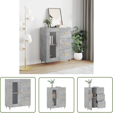 Furniture Limited - Buffet gris béton 69,5x34x90 cm bois d'ingéni (1/5)
