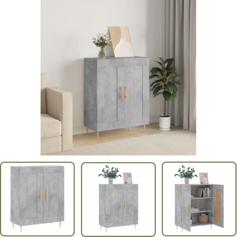 The Living Store Buffet gris béton 69,5x34x90 cm bois d'ingénierie - Buffet En Bois - Meuble De Rangement - Armoire Grise - Mobilier Moderne - Décoration Intérieure (1/5)