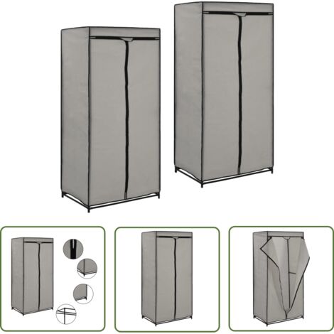 The Living Store 2 pcs Garde-robes Gris 75x50x160 cm - Armoire - Meuble De Rangement - Placard - Dressing - Étagère À Vêtements (1/5)