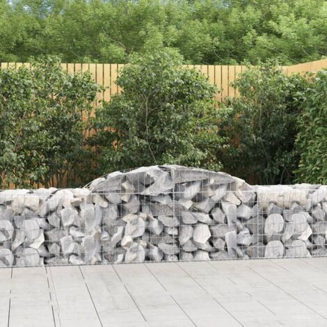 Paniers à gabions Jardinieres Mur en gabion Clôtures de gabion arqués 15 pcs 300x50x60/80 cm fer galvanisé KOL7837 (1/5)
