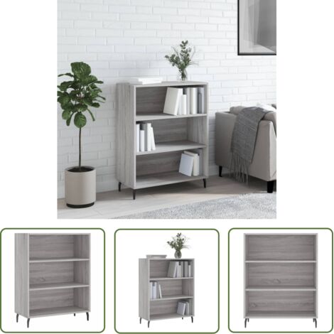 The Living Store Armoire à étagères sonoma gris 69,5x32,5x90cm bois d'ingénierie - Meuble À Étagères - Buffet - Armoire Ouverte - Rangement - Design Moderne (1/5)