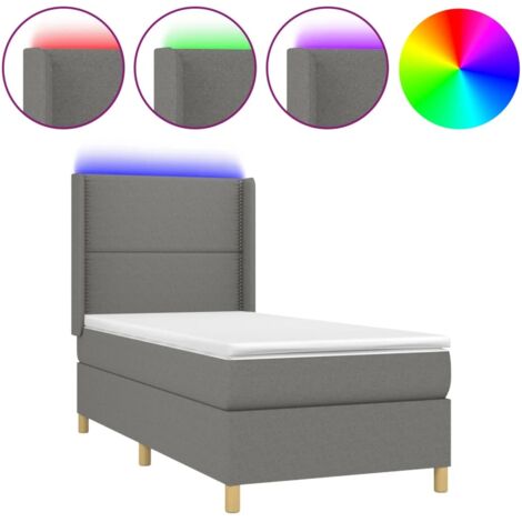 Soldes - Couchage Sommier tapissier et matelas et LED Gris foncé 100x200 cm Tissu,design Pratique Deco278892 (1/5)