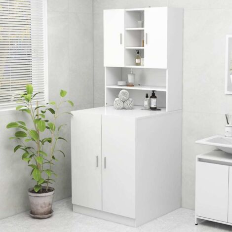 Meuble pour machine à laver  Meuble de salle de bain  Meuble WC Moderne Blanc 70,5x25,5x90 cm NAJO7999