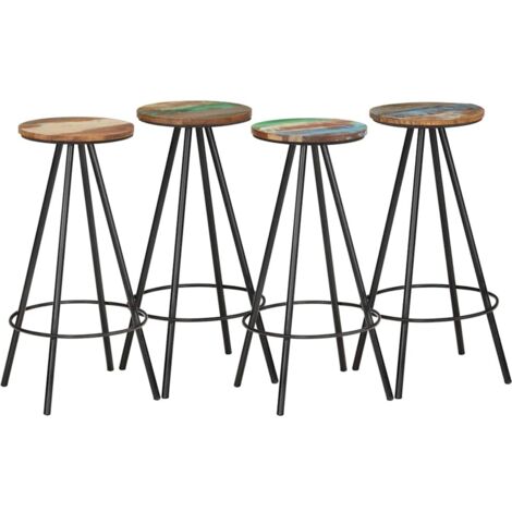 lot de 4 Tabourets de bar Tabourets Haut Chaises de Bar Sièges de Cuisine bois massif de récupération HAV9795 (1/5)