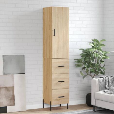 Buffet haut, Meuble de Rangement, Armoire de Cuisine Chêne so34,5x34x180 cm Bois d'ingénierie NKK30549 (1/5)