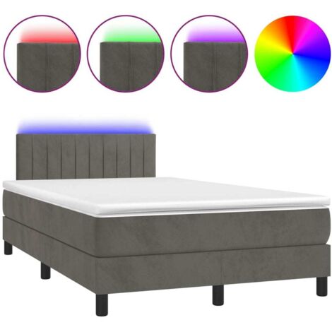 Soldes - Couchage Sommier tapissier matelas et LED Gris foncé 120x200 cm Velours,design Pratique Deco337956 (1/5)