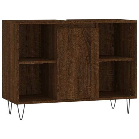 Armoire de salle de bain, Meuble de Rangement, Placard de Rangement Toilettes chêne marron 80x33x60cm bois d'ingénierie HYB78311 (1/5)