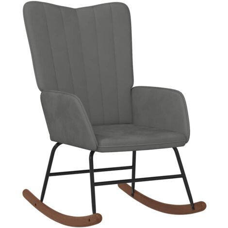 Chaise à bascule, Rocking chair design contemporain, Fauteuil à bascule Gris foncé Velours BGT74825 (1/5)