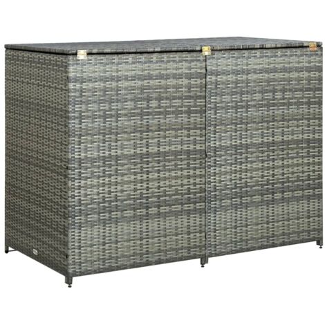 Abri de poubelle, Cache-poubelle double Résine tressée Anthracite 148x77x111cm LKOWF56817 (1/5)