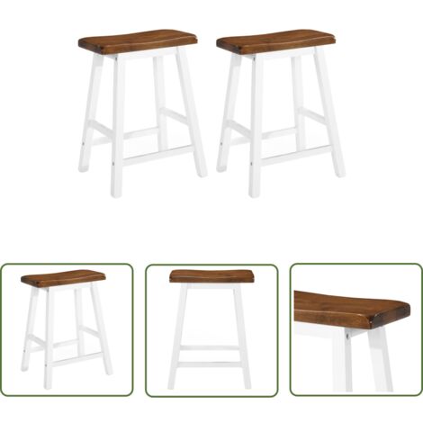 The Living Store Tabourets de bar lot de 2 bois massif - Tabouret De Bar - Tabourets De Bar - Chaise De Bar - Chaises De Bar - Meubles De Cuisine (1/5)