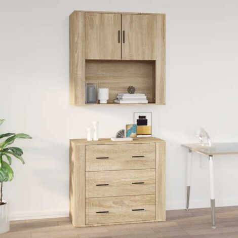 Armoire murale, Meuble Haut, Armoire Etagère de rangement Chêne sonoma 80x33x80 cm Bois d'ingénierie HYB37056 (1/5)