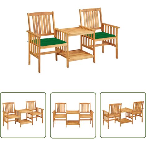 Chaises de jardin avec table à thé et coussins  Fauteuil de Jardin  Acacia solide 56209 (1/5)