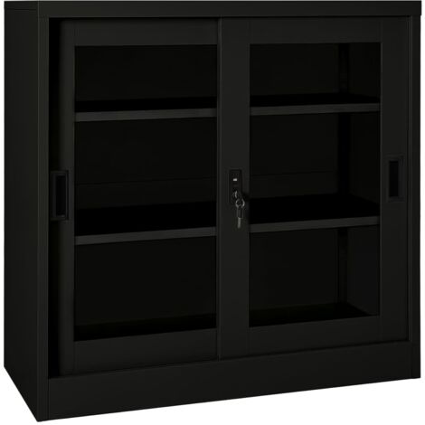 Armoire à portes coulissantes, Etagère de Rangement Noir 90x40x90 cm Acier HYB90123 (1/5)