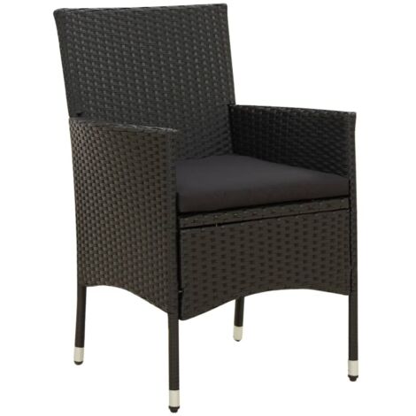 INLIFE Chaises de jardin avec coussins 4 pcs Résine tressée Noir (1/5)