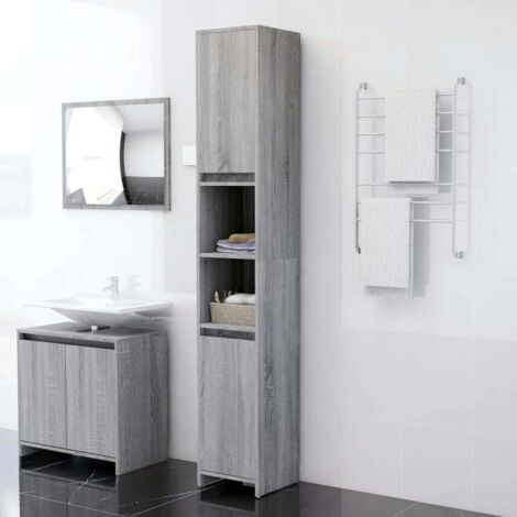 Furniture Limited - Armoire de bain Sonoma gris 30x30x183,5 cm Bo (1/5)